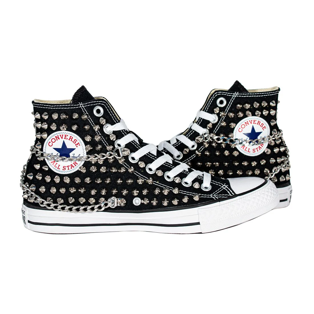 CONVERSE PERSONALIZZATE NERA PRAIA CON CATENE