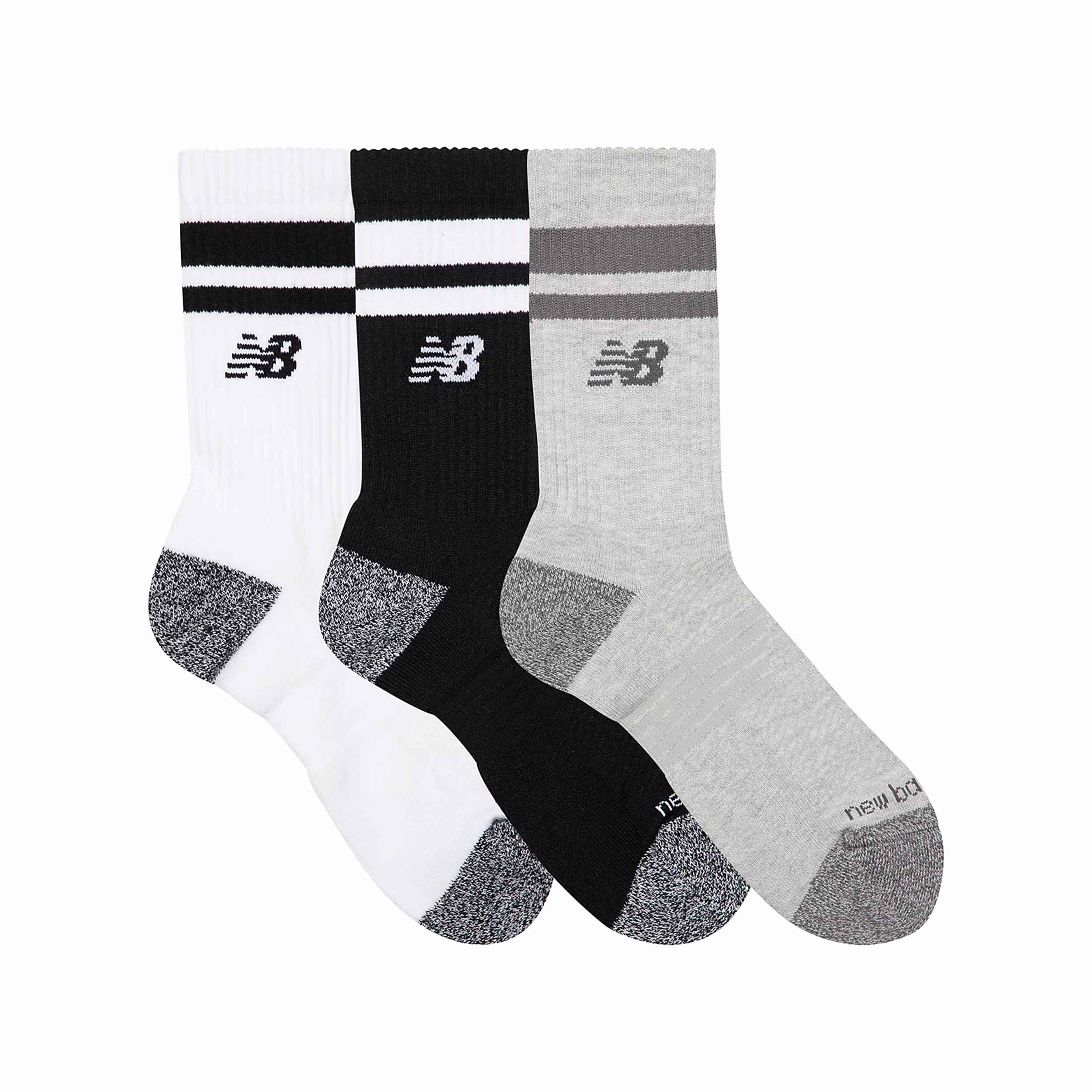 NEW BALANCE LAS35210AS ACTIVE LIFESTYLE STRIPED CREW SOCKS WHITE - Image 3