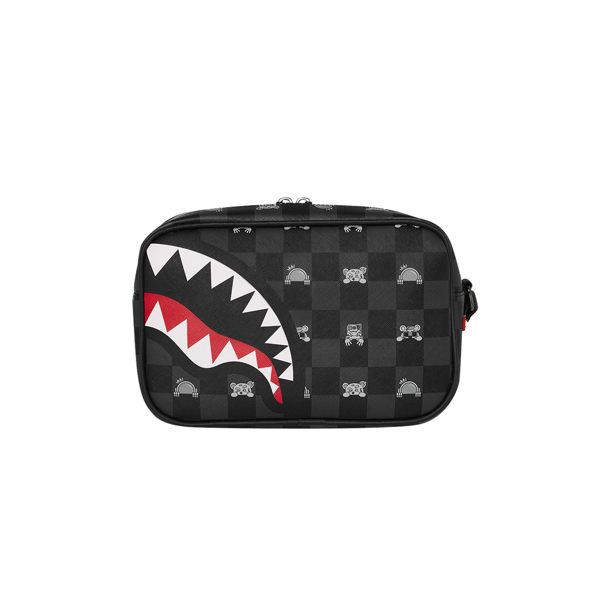 SPRAYGROUND GRAY PEEKING CHARACTER CHECK TOILETRY BRICK